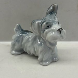 Vintage Grey and White Terrier Dog Figurine